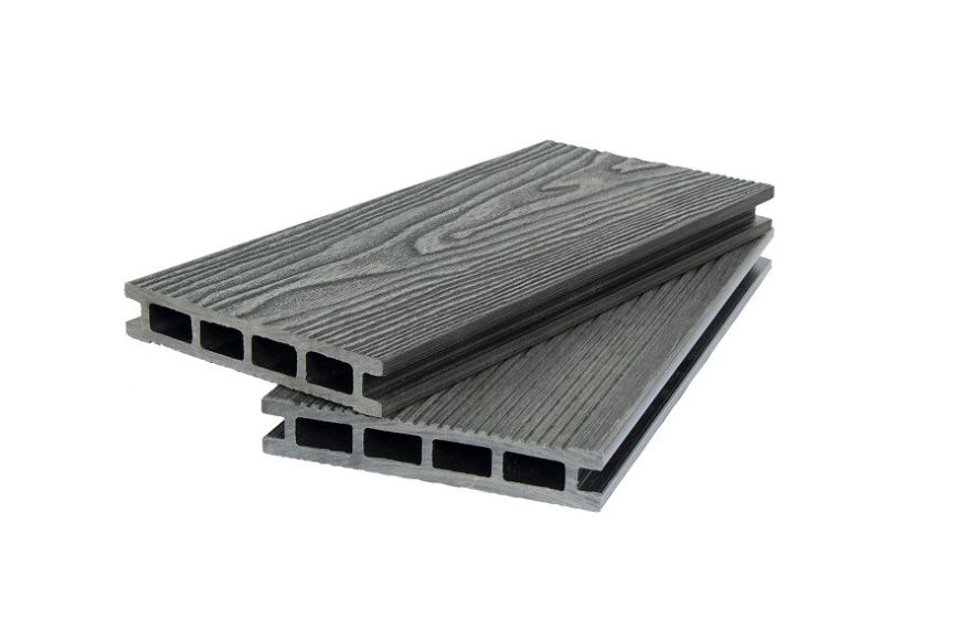 Террасная доска ДПК POLIVAN GROUP 3D+вельвет пустотелая с двухсторонней отделкой DENPASAR черного цвета. купить в Симферополe