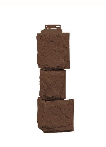 Угол фасадного сайдинга «Камень крупный» коричневого цвета купить в Симферополe