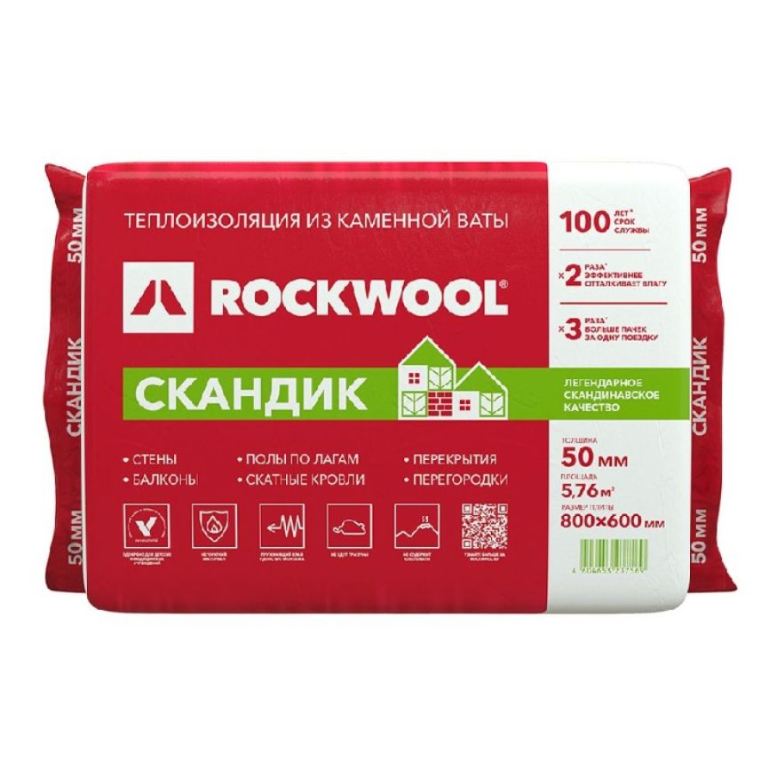 Утеплитель Лайт Баттс Скандик 50х600х800 Rockwool купить в Симферополe