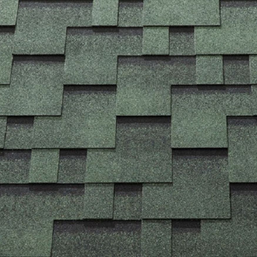 Гибкая черепица KATEPAL ROCKY цвет зелёный-тайга. купить в Симферополe