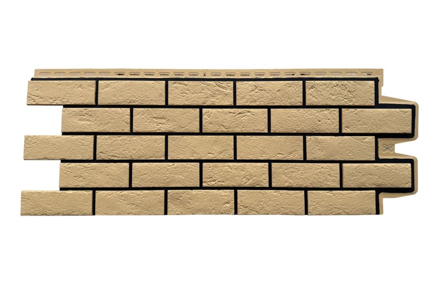 Фасадная панель Grand Line, Состаренный кирпич Design, Песочный, шов RAL 9005 купить в Симферополe