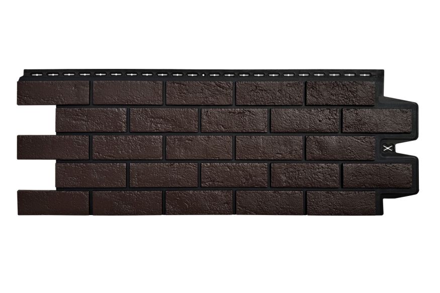 Фасадная панель Grand Line, Состаренный кирпич Design, Шоколадный, шов RAL 9005 купить в Симферополe