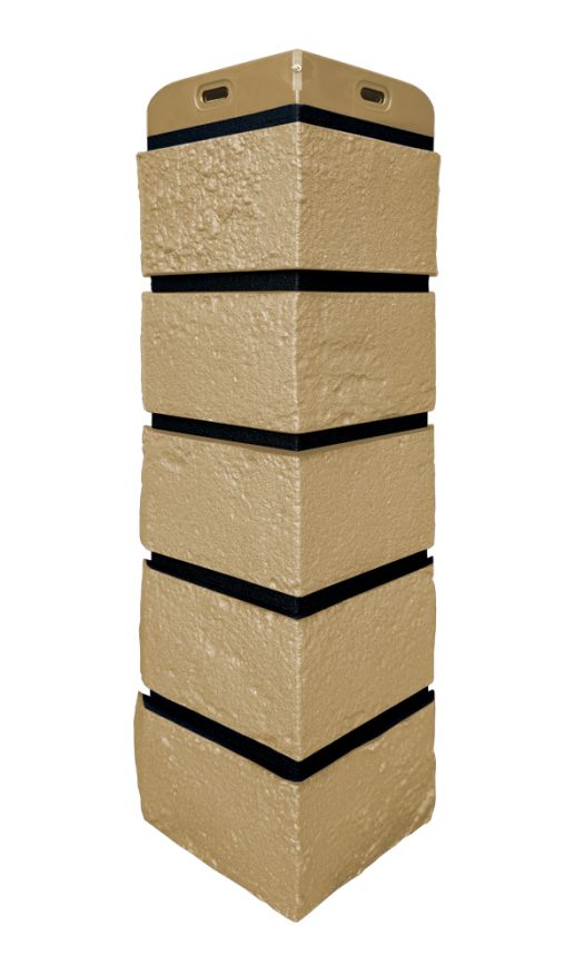 Угол наружный Grand Line, Состаренный кирпич Design, Песочный, шов RAL 9005 купить в Симферополe